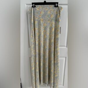 LuLaRoe Maxi Skirt with Yellow and Gray Floral Design